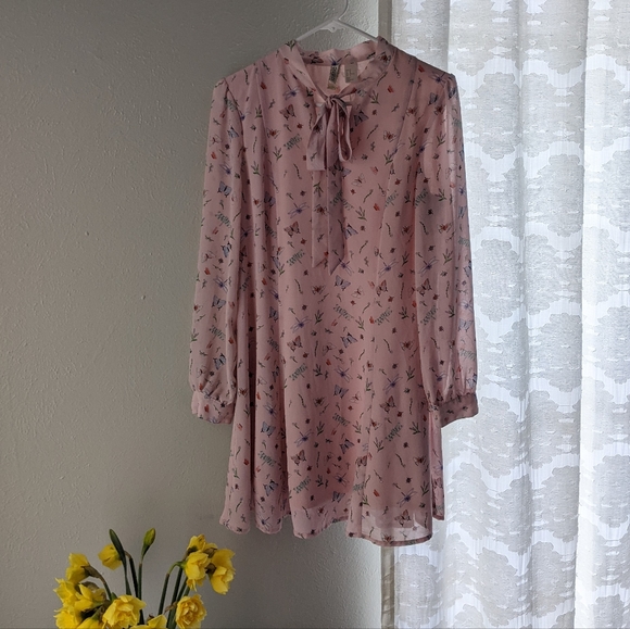 Divided Dresses & Skirts - H&M Sz 12 Pink Garden Chiffon Minidress